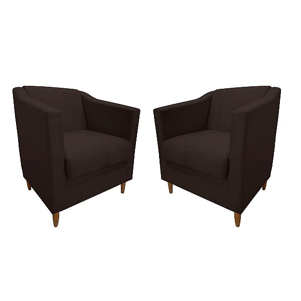 Kit 2 Poltronas Titânio Suede Marrom Escuro