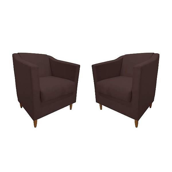 Kit 2 Poltronas Titânio Suede Marrom Claro