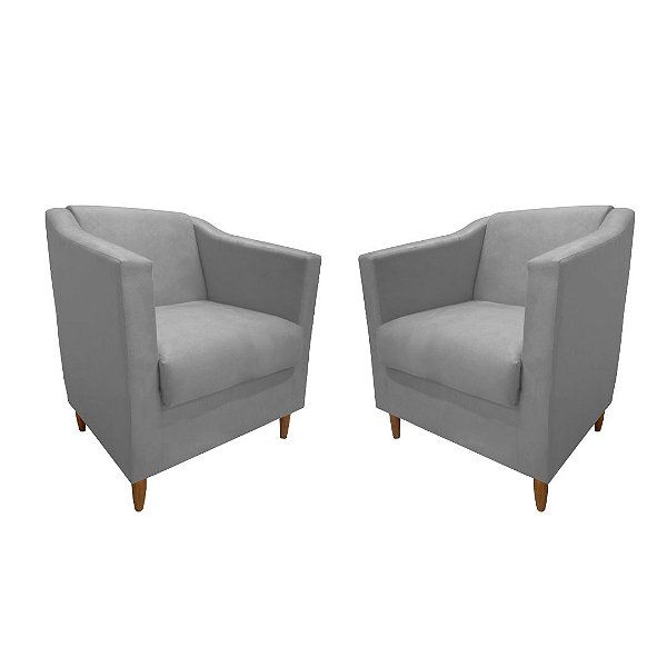 Kit 2 Poltronas Titânio Suede Cinza