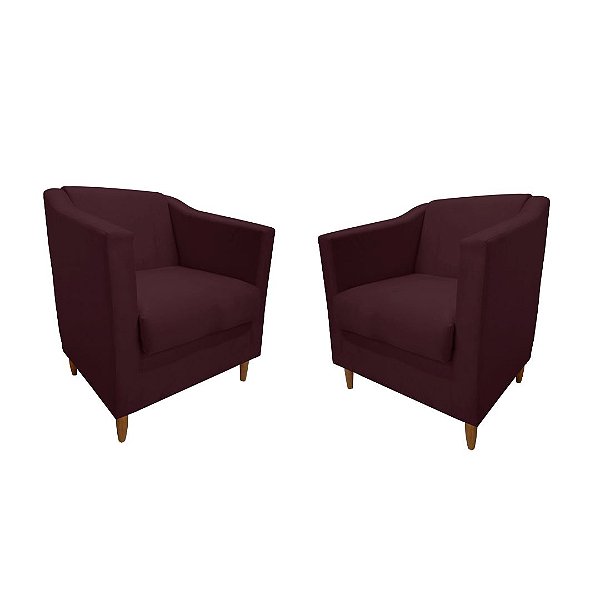 Kit 2 Poltronas Titânio Suede Bordô
