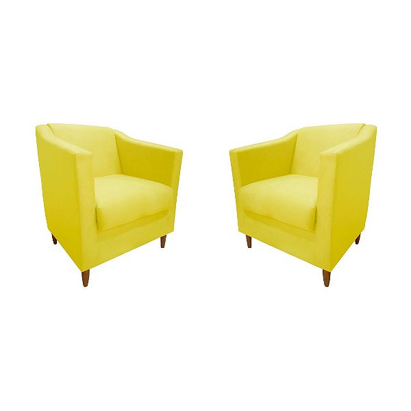 Kit 2 Poltronas Titânio Suede Amarelo