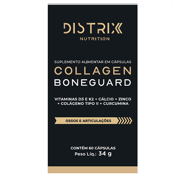 Collagen BoneGuard Distrix Nutrition 572mg Vitaminas D3 e K2, Colágeno Tipo II, Curcumina 60cap