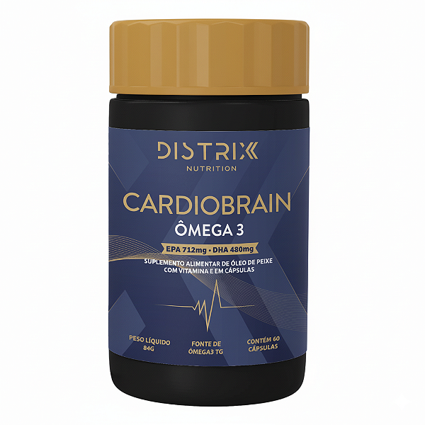 CardioBrain Ômega 3 Distrix Nutrition 60 cápsulas | EPA 712 DHA 480 Vitamina E 10mg