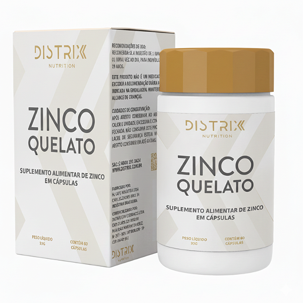 Zinco Quelato 29mg Distrix Nutrition - Bisglicinato Softgel 60 Cápsulas