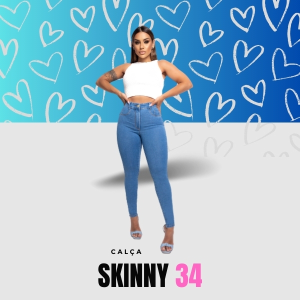 Calça Jeans Feminina Skinny (Clara, Escura e Média)