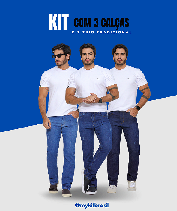 Kit 3 Calças Masculino Tradicional(Clara, Média e Escura)