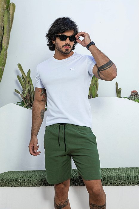 Bermuda Linho Verde Masculina