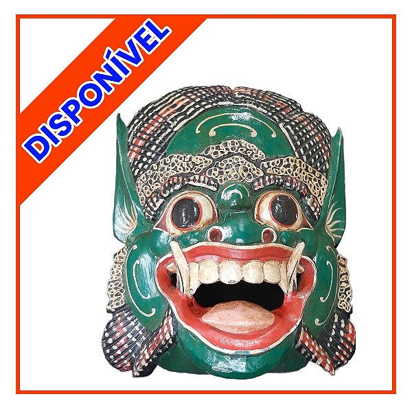 Máscara Carranca Barong Artesanal Indonésia Madeira Entalhada