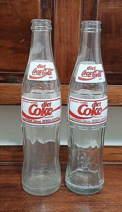 Garrafas de Vidro Coca Cola Diet 290ml Antigas