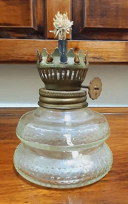 Lamparina Antiga Base de Vidro