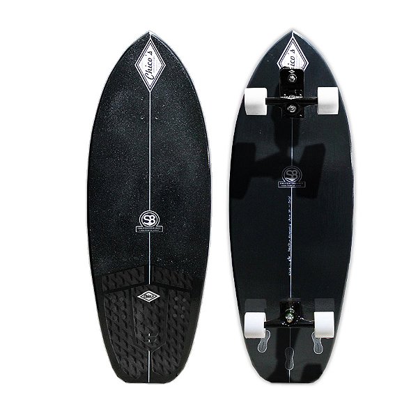 Skate Simulador de Surf Nano to Fly S8 Pro Performance 100x35cm com Base Simuladora de Surf Sistema Mola de Torção, Rolamentos Mini Logo, Trucks Brutus 159mm e Rodas Chico's 70mm 85A