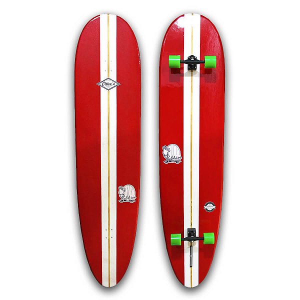Skate Longboard Classic Chico’s 200x44cm com Eixos Invertidos 200mm, Rolamentos Mini Logo Importados e Rodas 74mm