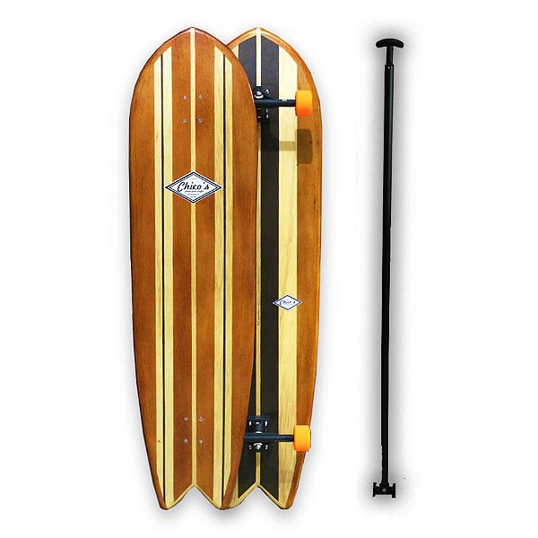 Skate Longboard Fishboard 145x37cm com Eixos Invertidos 180mm, Rolamentos Red Bones IMportados e Rodas Hondar Juice 65mm