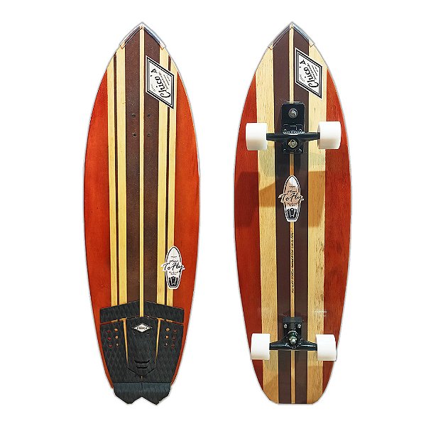 Skate Simulador de Surf Mini to Fly S8 115x35cm com Base Simuladora de Surf, estilo Vintage