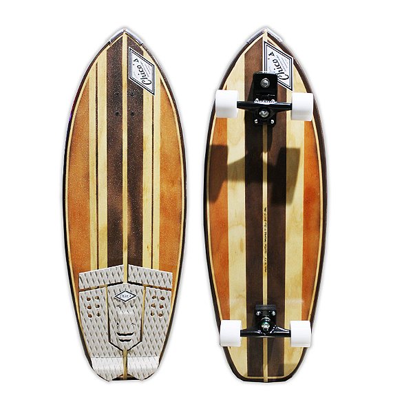 Skate Simulador de Surf Nano to Fly S8 100x35cm com Base Simuladora de Surf Sistema Mola de Torção, Eixo Brutus 159mm, Rolamentos Mini Logo e Rodas Chico's 70mm 85A