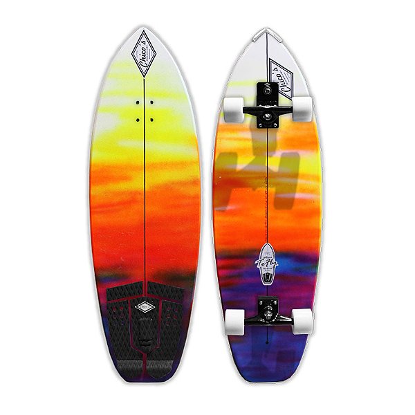 Skate Simulador de Surf Mini to Fly S8 115x35cm com Base Simuladora de Surf, Rolamentos Mini Logo e Rodas Chico's 70mm - PEÇA EXCLUSIVA