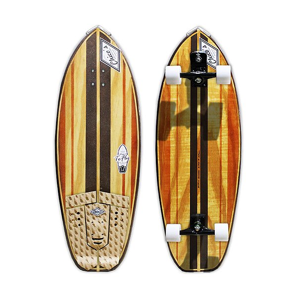 Skate Simulador de Surf Nano to Fly S8 100x35cm com Base Simuladora de Surf Sistema Mola de Torção, Eixo Brutus 159mm, Rolamentos Mini Logo e Rodas Chico's 70mm 85A