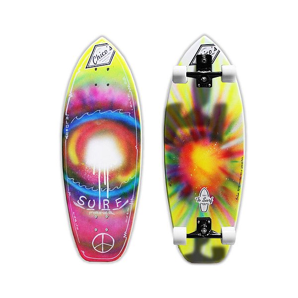 Skate Simulador de Surf To Surf Plus 86x29m com Base Simuladora de Surf Sistema Mola de Torção, Eixo Brutus 159mm, Rolamentos Mini Logo e Rodas Hondar Juice 65mm 80A