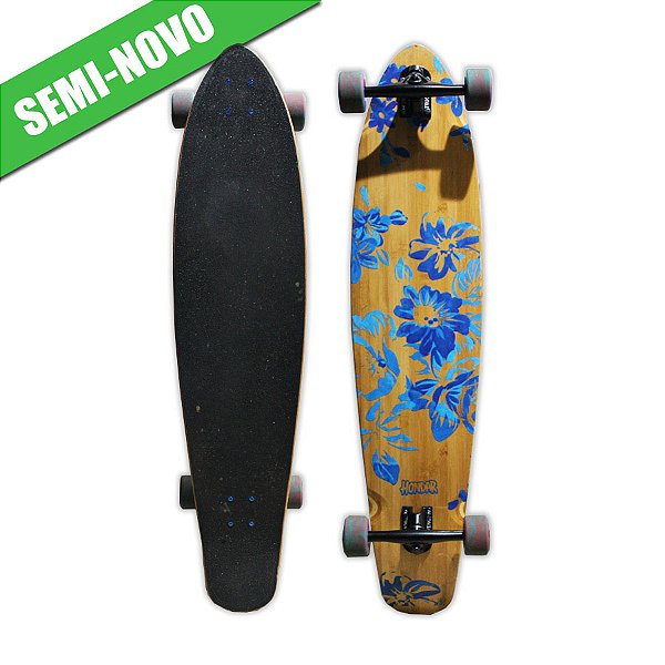 Skate Longboard Hondar 107x24cm com Rodas Hondar Falcon 70mm 83A, Eixos Invertidos Revenge 180mm e Rolamentos Everlong - SEMI NOVO
