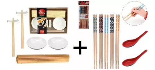 Kit Sushi Completo 7 Peças Winer+ Hashi+ 2 Colheres Oriental