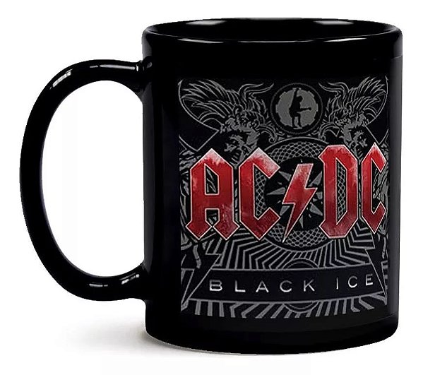 Caneca Porcelana AC/DC Black Ice 300ml Preta