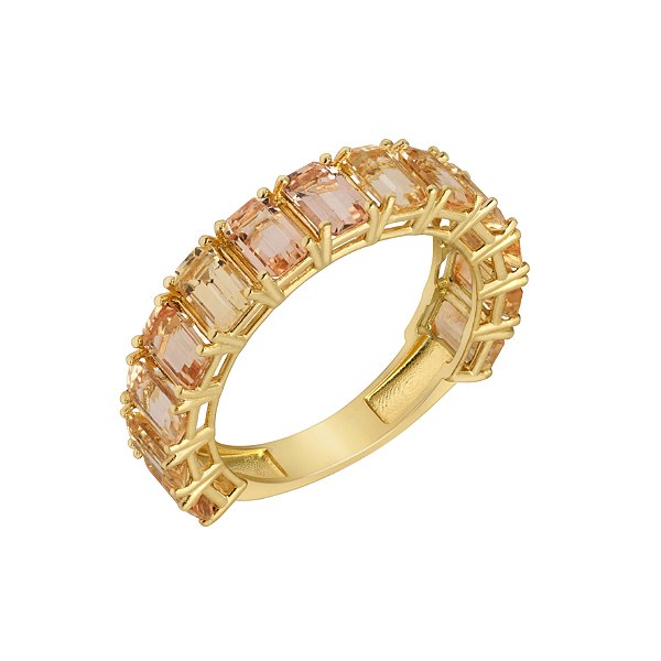 Meia aliança Chama do Desejo em ouro amarelo e topázio imperial