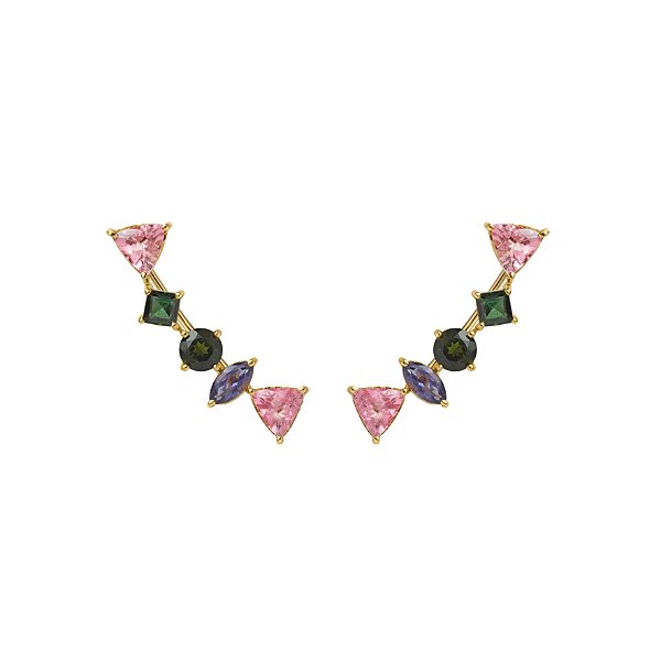 Ear cuff em ouro amarelo com turmalinas