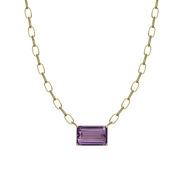 Colar em ouro amarelo com ametista