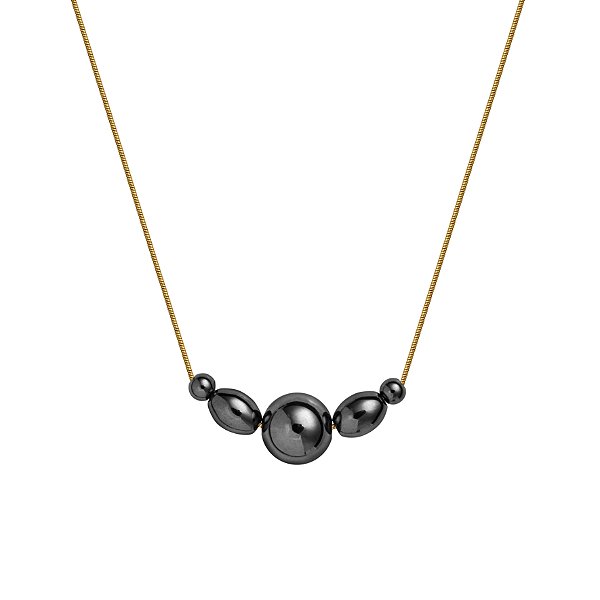 Colar em ouro amarelo com hematitas
