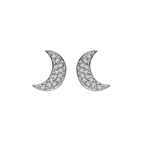 Brincos Lua em ouro branco e diamantes