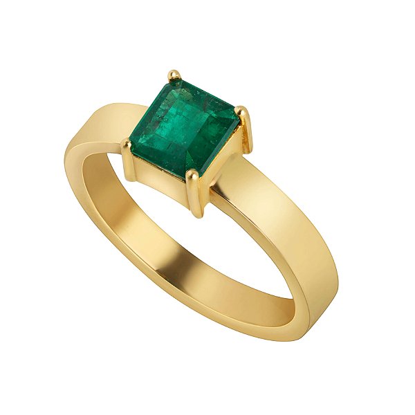 Anel em ouro amarelo e esmeralda