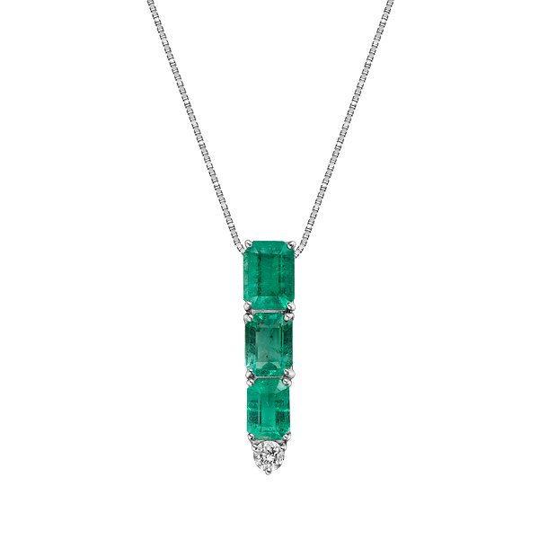 Colar Vênus em ouro branco esmeraldas e diamante