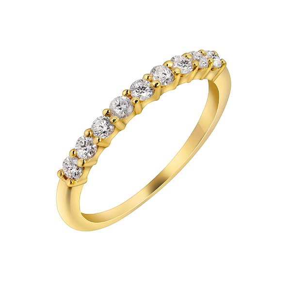 Meia aliança em ouro amarelo com diamantes