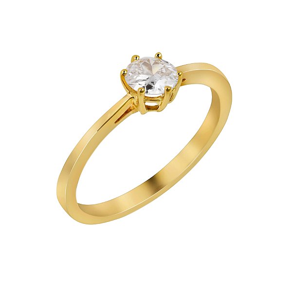 Anel solitário em ouro amarelo com diamante