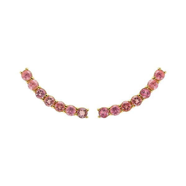 Ear cuff em ouro amarelo com turmalinas rosas