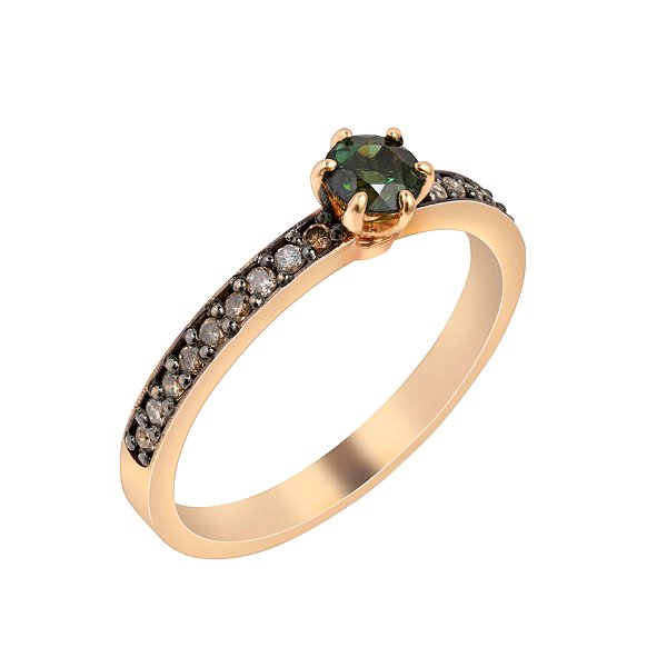 Anel em ouro rose com turmalina e diamantes