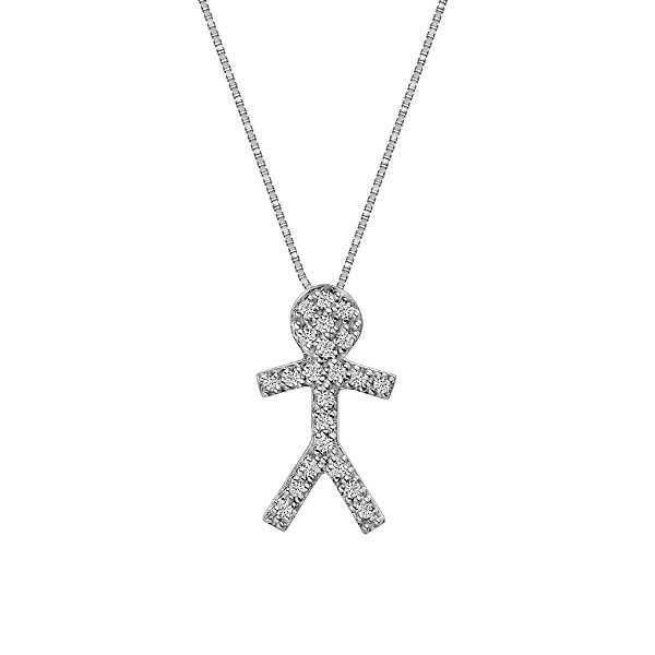Pingente menino em ouro branco com diamantes