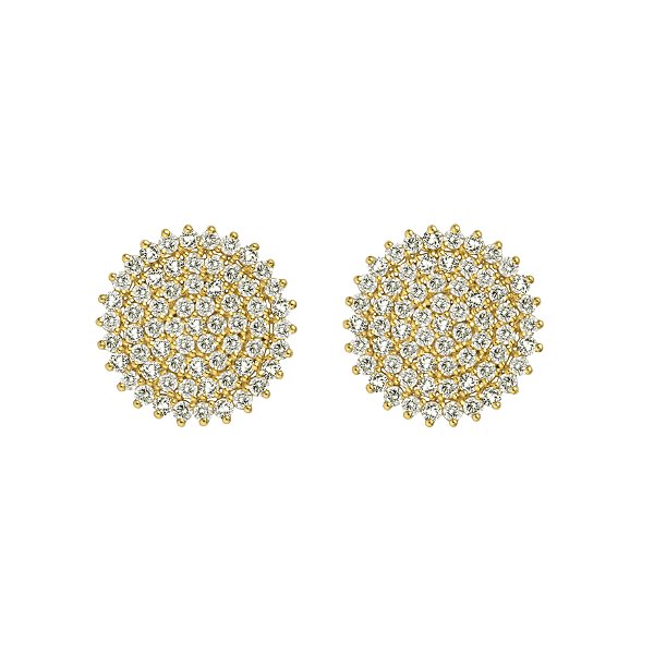 Brinco Pizza em ouro amarelo cravejado com diamantes
