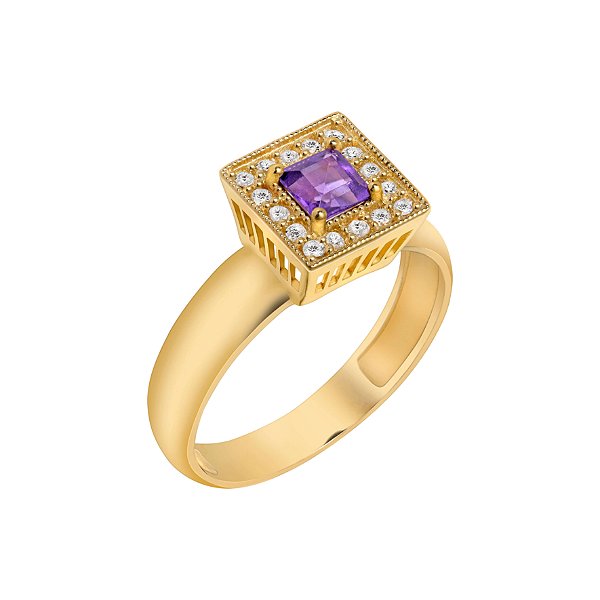Anel de formatura em ouro amarelo com safira