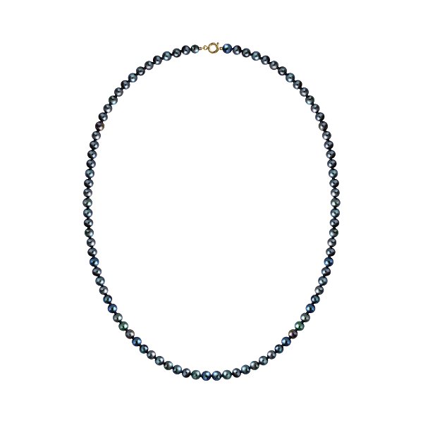 Colar de pérolas negras com fecho em ouro