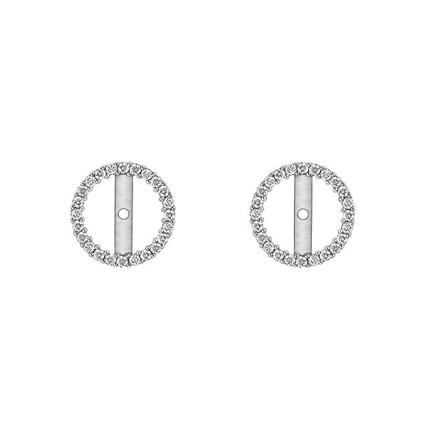 Base para brincos em ouro branco cravejado com diamantes
