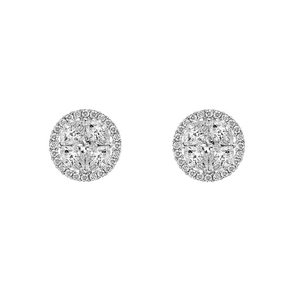 Brinco em ouro branco com diamantes e base cravejada