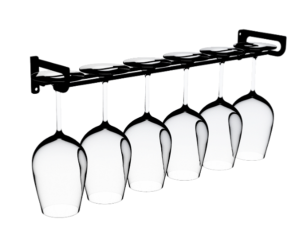 Porta taças de parede para 6 taças - preto