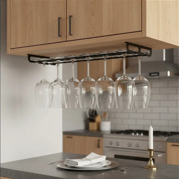 Porta taças de teto para 12 taças - preto