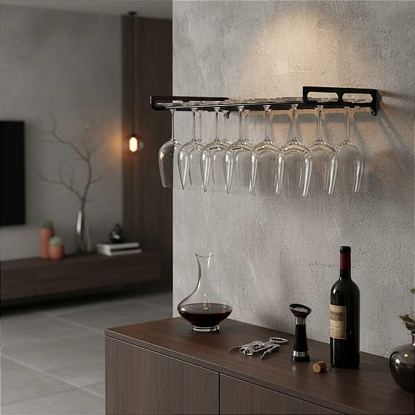 Porta taças de parede para 12 taças - preto