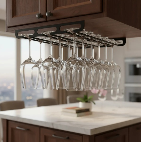 Porta taças de teto para 18 taças - preto