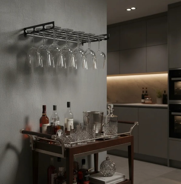 Porta taças de parede para 18 taças - preto