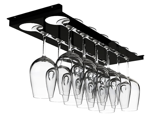 Porta taças de teto clássico para 12 taças - estendido - preto