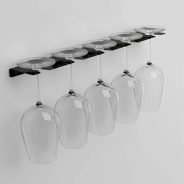 Porta taças de parede clássico para 6 taças - estendido - preto