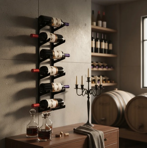Suporte de parede para 6 garrafas de vinho